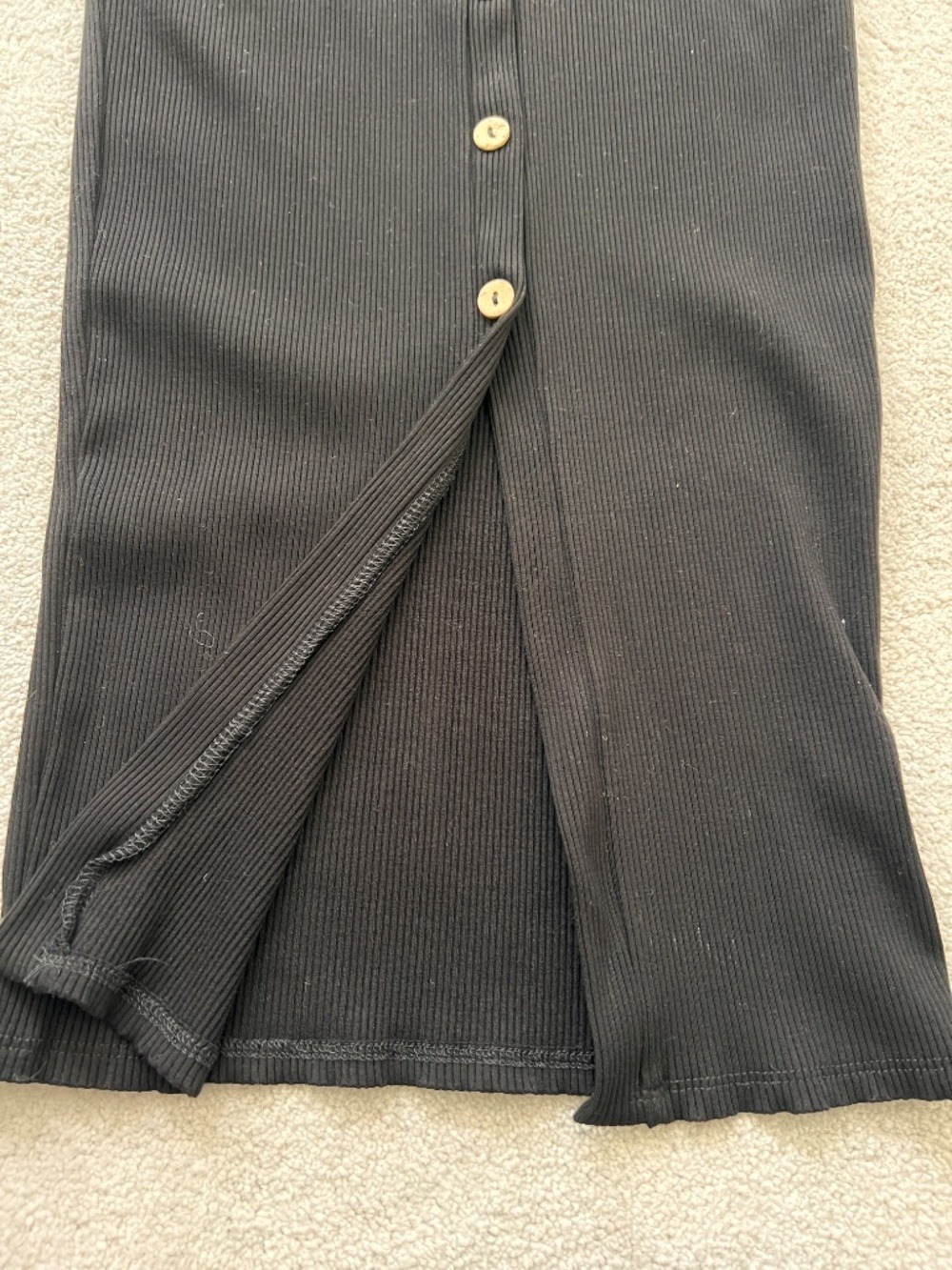 Lulus Look Of Leisure Black Ribbed Button-front Midi Dress - Size S - Picture 4 of 8
